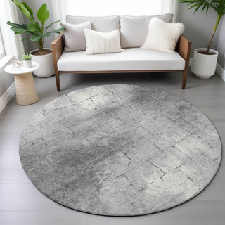 Piper Looms Chantille Geometric ACN2215 Gray Machine Washable Area Rug Round Lifestyle Image Feature