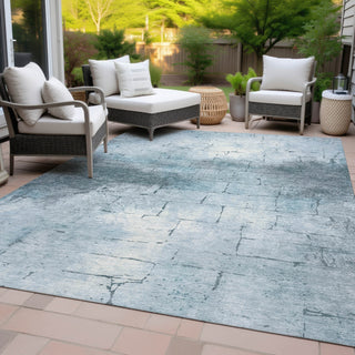 Piper Looms Chantille Geometric ACN2215 Sky Machine Washable Area Rug Outdoor Lifestyle Image Feature