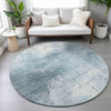 Piper Looms Chantille Geometric ACN2215 Sky Machine Washable Area Rug Round Lifestyle Image Feature