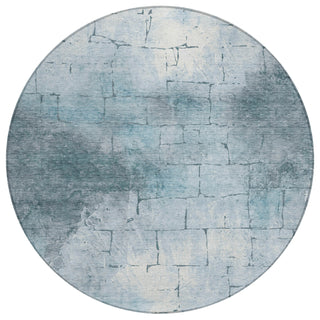 Piper Looms Chantille Geometric ACN2215 Sky Machine Washable Area Rug Round Main Image
