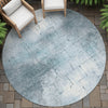 Piper Looms Chantille Geometric ACN2215 Sky Machine Washable Area Rug Round Outdoor Lifestyle Image Feature