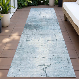 Piper Looms Chantille Geometric ACN2215 Sky Machine Washable Area Rug Runner Outdoor Lifestyle Image Feature
