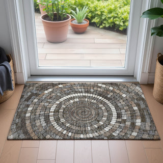 Piper Looms Chantille Geometric ACN2216 Brown Machine Washable Area Rug Scatter Lifestyle Image Feature