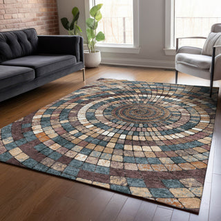 Piper Looms Chantille Geometric ACN2216 Copper Machine Washable Area Rug Lifestyle Image Feature