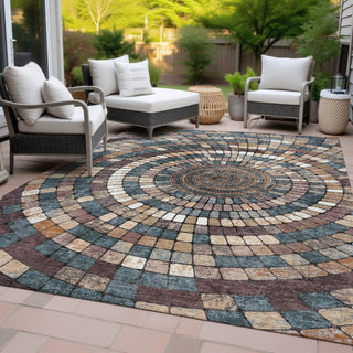 Piper Looms Chantille Geometric ACN2216 Copper Machine Washable Area Rug Outdoor Lifestyle Image Feature