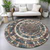Piper Looms Chantille Geometric ACN2216 Copper Machine Washable Area Rug Round Lifestyle Image Feature
