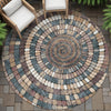 Piper Looms Chantille Geometric ACN2216 Copper Machine Washable Area Rug Round Outdoor Lifestyle Image Feature