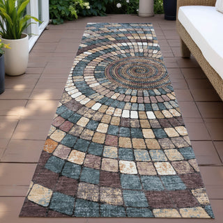 Piper Looms Chantille Geometric ACN2216 Copper Machine Washable Area Rug Runner Outdoor Lifestyle Image Feature