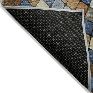 Piper Looms Chantille Geometric ACN2216 Denim Machine Washable Area Rug Backing Image
