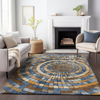 Piper Looms Chantille Geometric ACN2216 Denim Machine Washable Area Rug Lifestyle Image Feature
