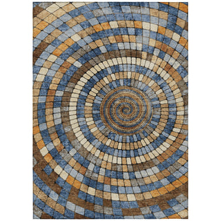 Piper Looms Chantille Geometric ACN2216 Denim Machine Washable Area Rug main image