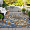 Piper Looms Chantille Geometric ACN2216 Denim Machine Washable Area Rug Outdoor Lifestyle Image Feature