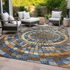 Piper Looms Chantille Geometric ACN2216 Denim Machine Washable Area Rug Outdoor Lifestyle Image Feature