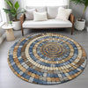 Piper Looms Chantille Geometric ACN2216 Denim Machine Washable Area Rug Round Lifestyle Image Feature
