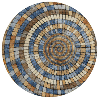 Piper Looms Chantille Geometric ACN2216 Denim Machine Washable Area Rug Round Main Image