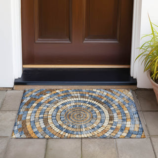 Piper Looms Chantille Geometric ACN2216 Denim Machine Washable Area Rug Scatter Outdoor Lifestyle Image Feature
