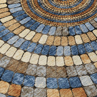 Piper Looms Chantille Geometric ACN2216 Denim Machine Washable Area Rug Swatch Image