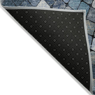 Piper Looms Chantille Geometric ACN2216 Navy Machine Washable Area Rug Backing Image