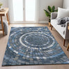 Piper Looms Chantille Geometric ACN2216 Navy Machine Washable Area Rug Lifestyle Image Feature