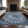 Piper Looms Chantille Geometric ACN2216 Navy Machine Washable Area Rug Lifestyle Image Feature