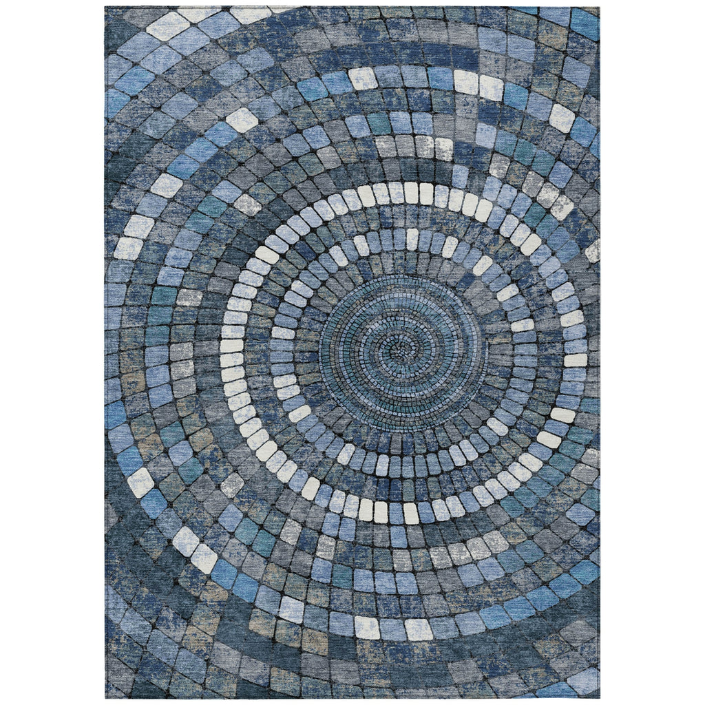 Piper Looms Chantille Geometric ACN2216 Navy Machine Washable Area Rug main image