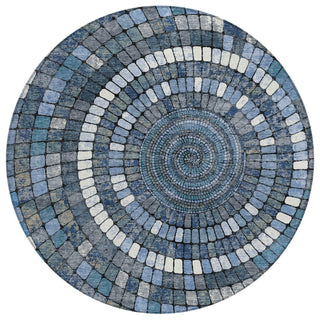 Piper Looms Chantille Geometric ACN2216 Navy Machine Washable Area Rug Round Main Image