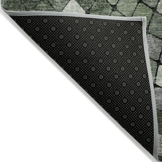 Piper Looms Chantille Geometric ACN2216 Sage Machine Washable Area Rug Backing Image