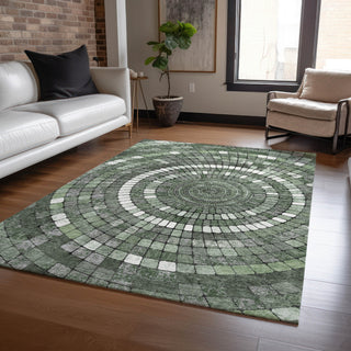Piper Looms Chantille Geometric ACN2216 Sage Machine Washable Area Rug Lifestyle Image Feature