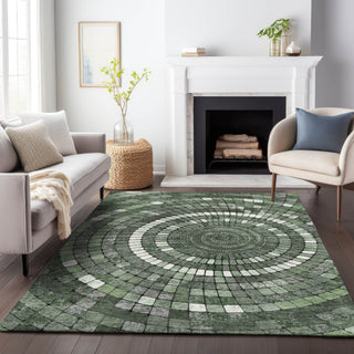 Piper Looms Chantille Geometric ACN2216 Sage Machine Washable Area Rug Lifestyle Image Feature