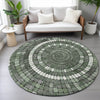 Piper Looms Chantille Geometric ACN2216 Sage Machine Washable Area Rug Round Lifestyle Image Feature