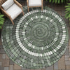 Piper Looms Chantille Geometric ACN2216 Sage Machine Washable Area Rug Round Outdoor Lifestyle Image Feature