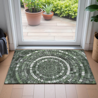 Piper Looms Chantille Geometric ACN2216 Sage Machine Washable Area Rug Scatter Lifestyle Image Feature