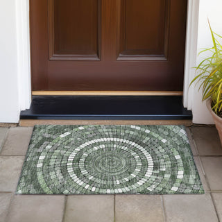 Piper Looms Chantille Geometric ACN2216 Sage Machine Washable Area Rug Scatter Outdoor Lifestyle Image Feature