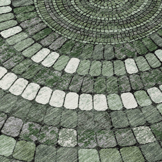 Piper Looms Chantille Geometric ACN2216 Sage Machine Washable Area Rug Swatch Image