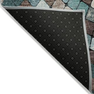 Piper Looms Chantille Geometric ACN2216 Teal Machine Washable Area Rug Backing Image