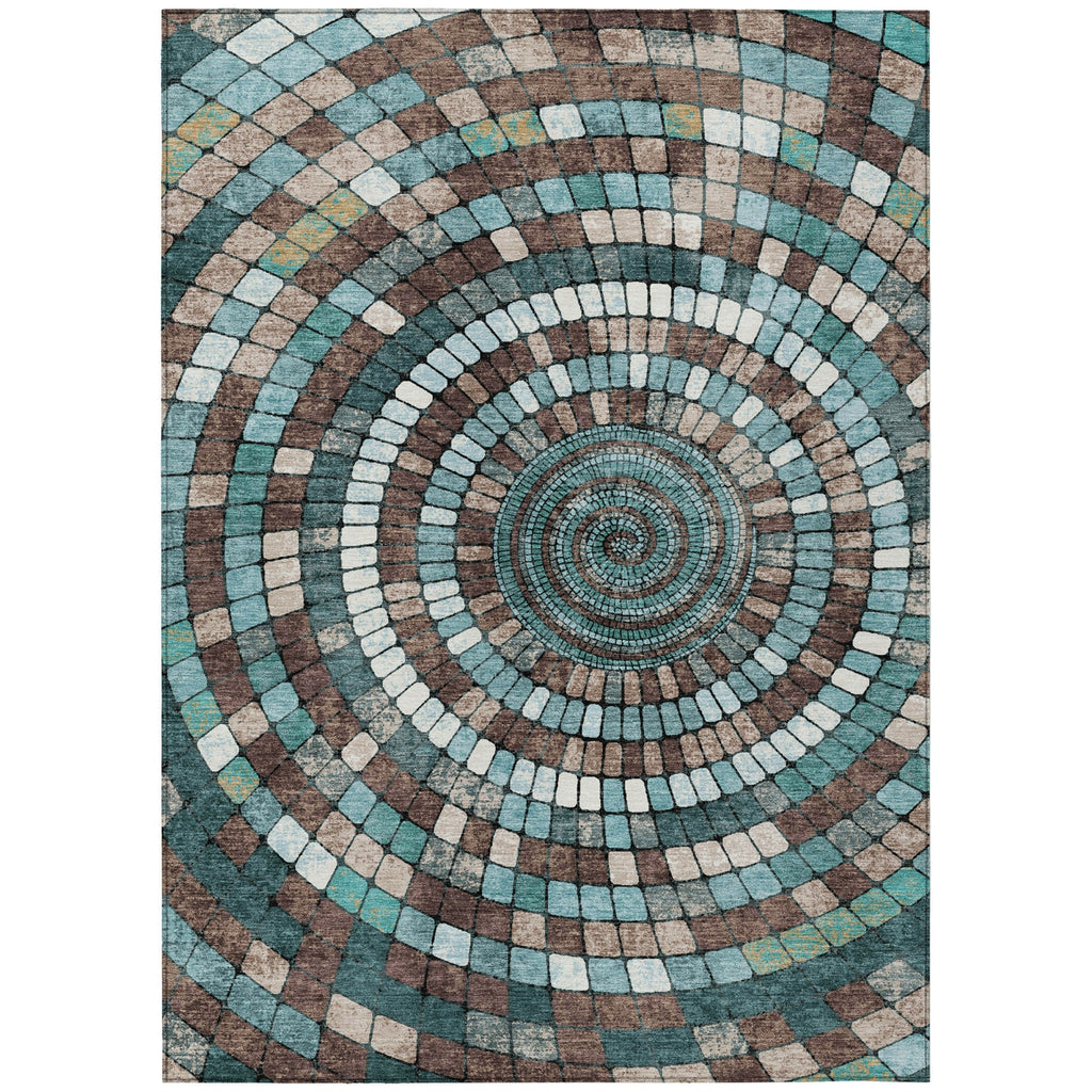 Piper Looms Chantille Geometric ACN2216 Teal Machine Washable Area Rug main image