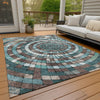 Piper Looms Chantille Geometric ACN2216 Teal Machine Washable Area Rug Outdoor Lifestyle Image Feature