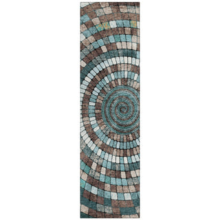 Piper Looms Chantille Geometric ACN2216 Teal Machine Washable Area Rug Runner Main Image