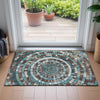 Piper Looms Chantille Geometric ACN2216 Teal Machine Washable Area Rug Scatter Lifestyle Image Feature