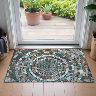 Piper Looms Chantille Geometric ACN2216 Teal Machine Washable Area Rug Scatter Lifestyle Image Feature