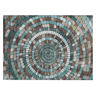 Piper Looms Chantille Geometric ACN2216 Teal Machine Washable Area Rug Scatter Main Image