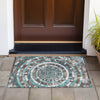 Piper Looms Chantille Geometric ACN2216 Teal Machine Washable Area Rug Scatter Outdoor Lifestyle Image Feature