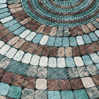 Piper Looms Chantille Geometric ACN2216 Teal Machine Washable Area Rug Swatch Image