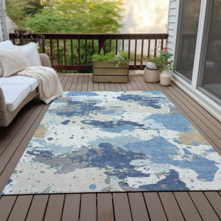 Piper Looms Chantille Modern ACN2217 Denim Machine Washable Area Rug Outdoor Lifestyle Image Feature