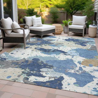 Piper Looms Chantille Modern ACN2217 Denim Machine Washable Area Rug Outdoor Lifestyle Image Feature