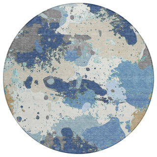 Piper Looms Chantille Modern ACN2217 Denim Machine Washable Area Rug Round Main Image