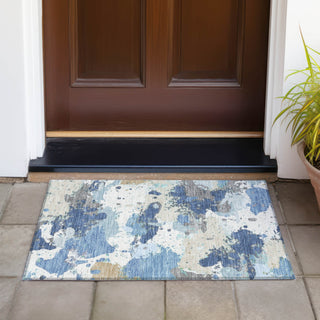 Piper Looms Chantille Modern ACN2217 Denim Machine Washable Area Rug Scatter Outdoor Lifestyle Image Feature