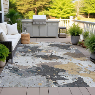 Piper Looms Chantille Modern ACN2217 Gray Machine Washable Area Rug Outdoor Lifestyle Image Feature