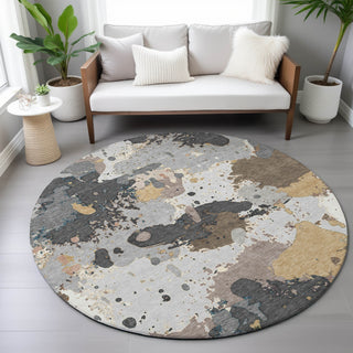 Piper Looms Chantille Modern ACN2217 Gray Machine Washable Area Rug Round Lifestyle Image Feature