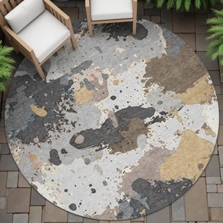 Piper Looms Chantille Modern ACN2217 Gray Machine Washable Area Rug Round Outdoor Lifestyle Image Feature